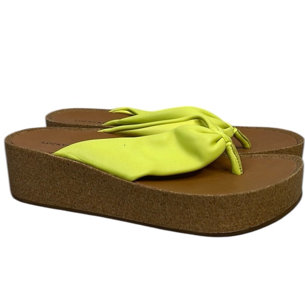 Lucky Brand Womens Pistachio Lellina  Leather Flatform Platform Sandals Shoes